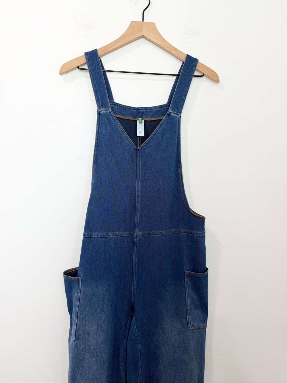 Halara Flex V-Neck Washed Denim Casual Overalls with Pockets Small - Picture 3 of 5